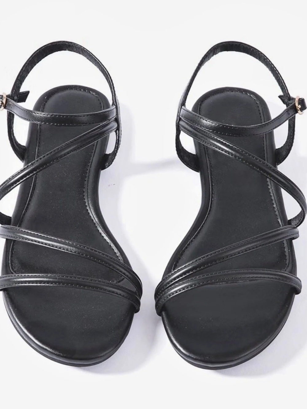 Strappy Flat Sandals in Black NWT
